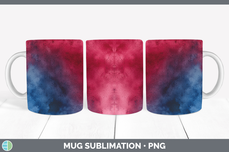 Watercolor Navy Maroon Mug Wrap Sublimation Coffee Cup Desig