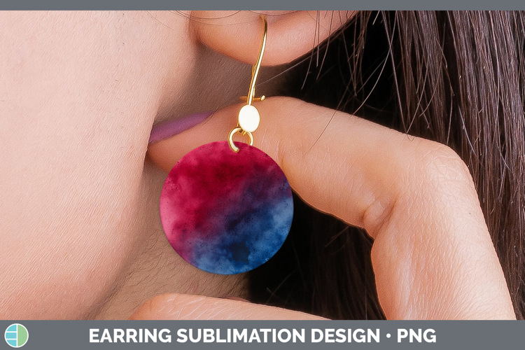 Watercolor Navy Maroon Round Earrings Sublimation Earrings D