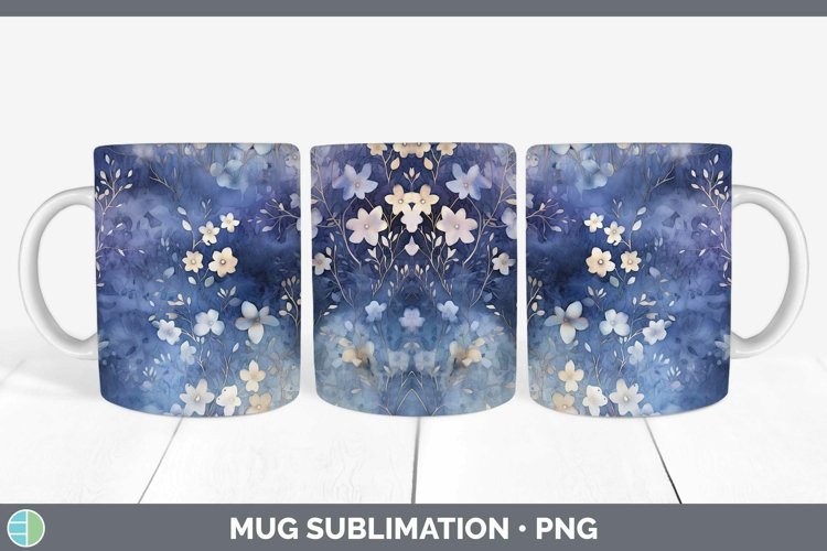 Watercolor Navy Mug Wrap Sublimation Coffee Cup Designs