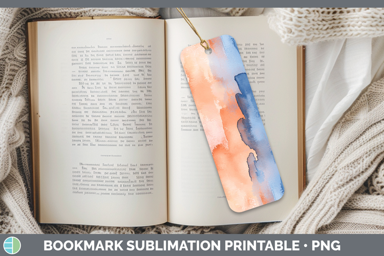Watercolor Navy Peach Bookmark Sublimation Printable Designs