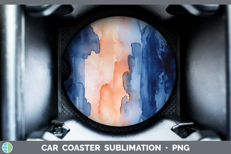 Watercolor Navy Peach Car Coaster Sublimation Designs