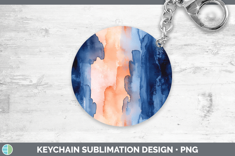 Watercolor Navy Peach Keychain Sublimation Keyring Designs