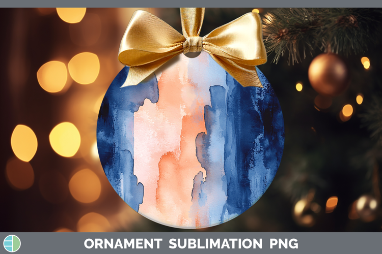 Watercolor Navy Peach Ornament Sublimation Bauble Designs