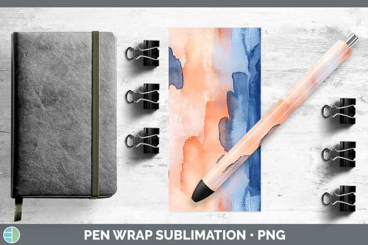 Watercolor Navy Peach Pen Wrap Sublimation Pen Designs