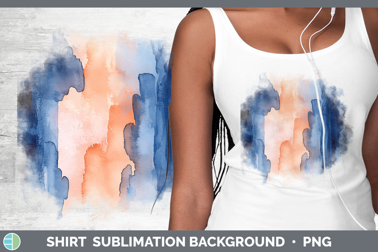 Watercolor Navy Peach Shirt Sublimation Sublimation Backgrou