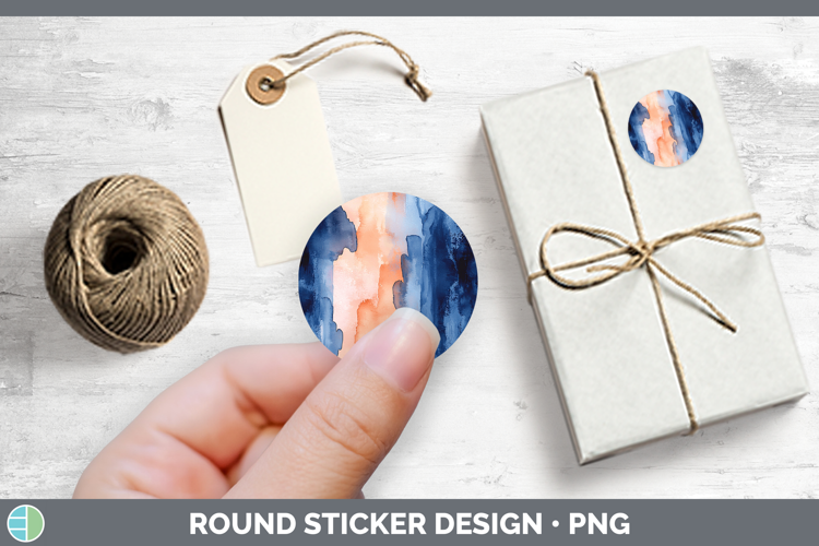 Watercolor Navy Peach Stickers | Round Labels Designs