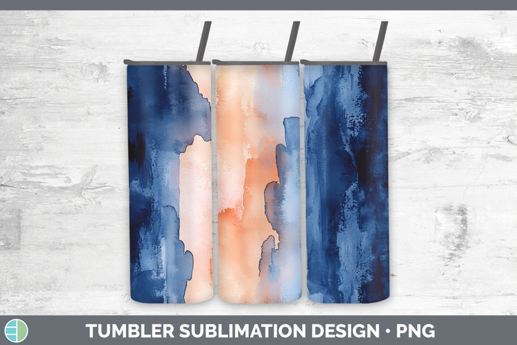 Watercolor Navy Peach Tumbler Sublimation 20 oz Skinny Tumbl