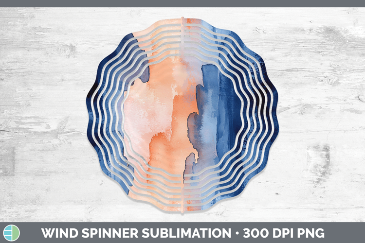 Watercolor Navy Peach Wind Spinner Sublimation Spinner Desig