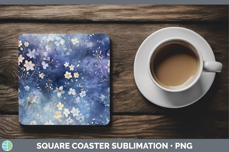 Watercolor Navy Square Coaster Sublimation Coaster Designs