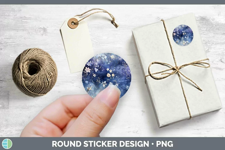 Watercolor Navy Stickers | Round Labels Designs