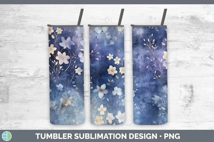 Watercolor Navy Tumbler Sublimation 20 oz Skinny Tumbler Des