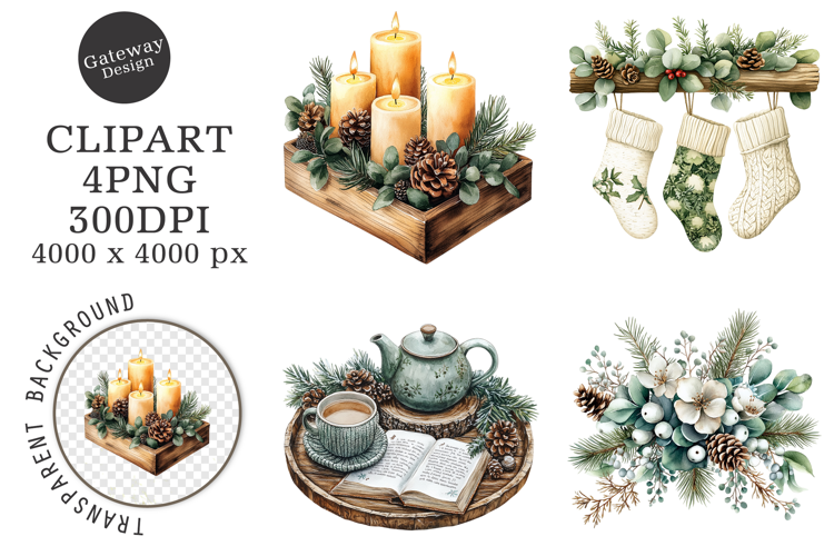 Watercolor Neutral Christmas Png