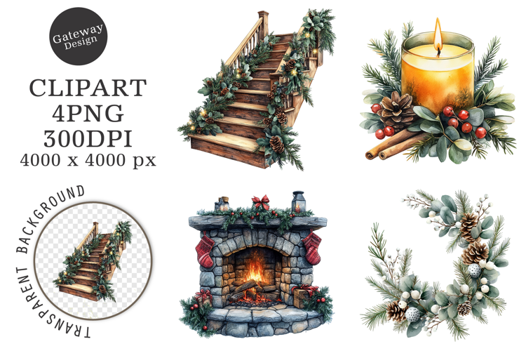 Watercolor Neutral Christmas Png