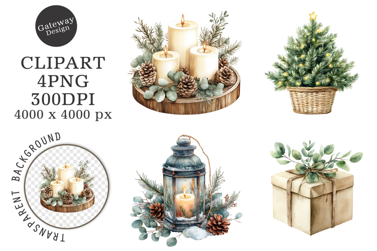 Watercolor Neutral Christmas Png
