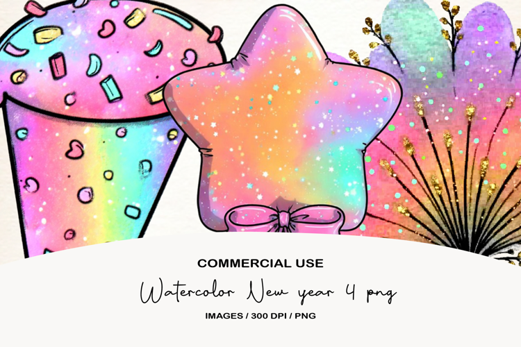 Watercolor New year 4 png