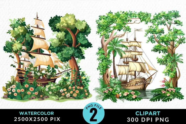 Watercolor Noah's Ark Graphic Clipart