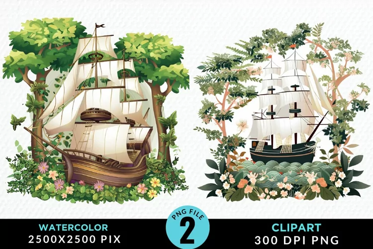 Watercolor Noah's Ark Graphic Clipart