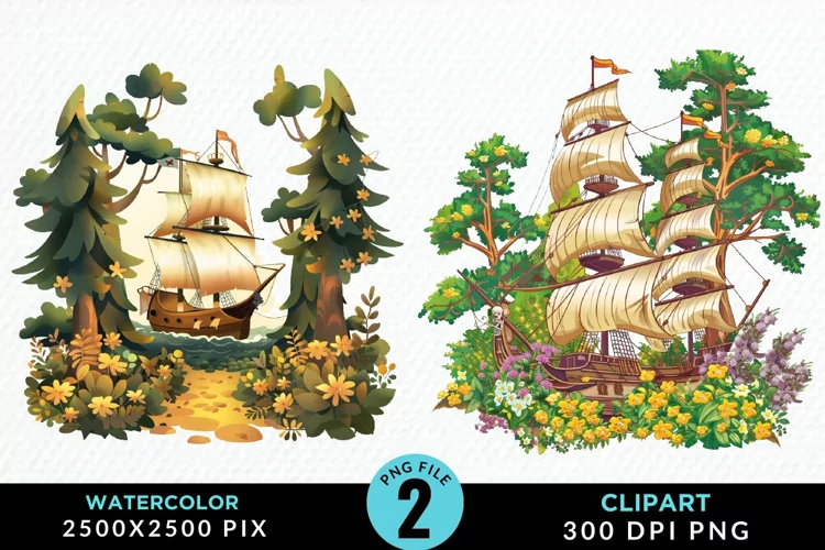 Watercolor Noah's Ark Graphic Clipart