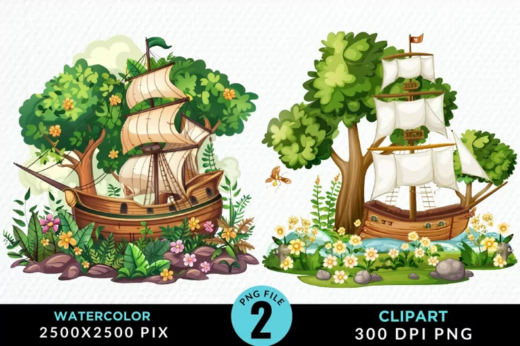 Watercolor Noah's Ark Graphic Clipart