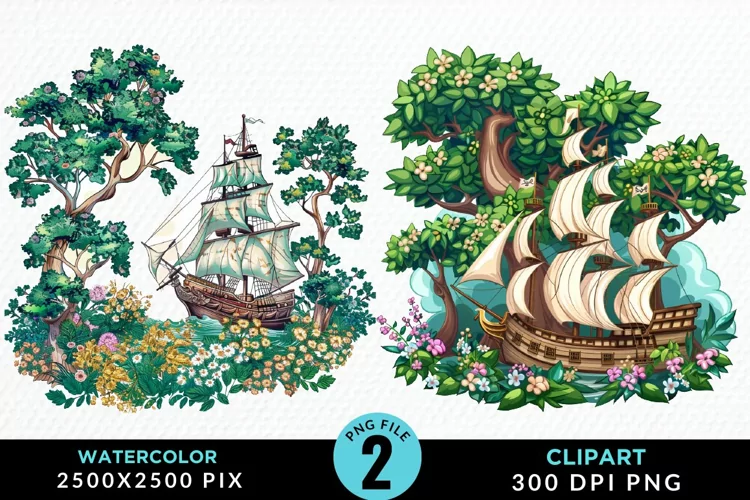 Watercolor Noah's Ark Artwork Clipart
