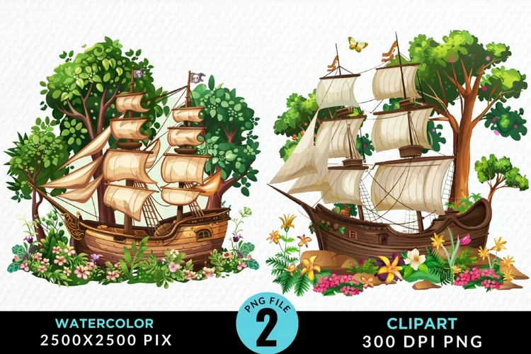 Watercolor Noah's Ark Graphic Clipart