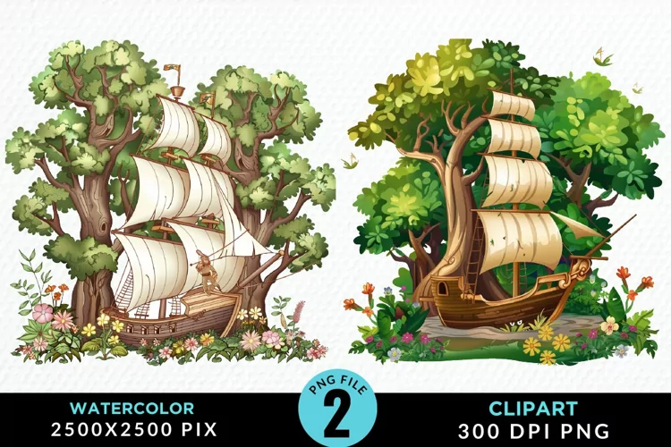 Watercolor Noah's Ark Graphic Clipart