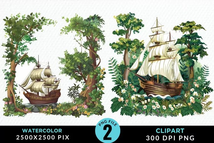 Watercolor Noah's Ark Artwork Clipart