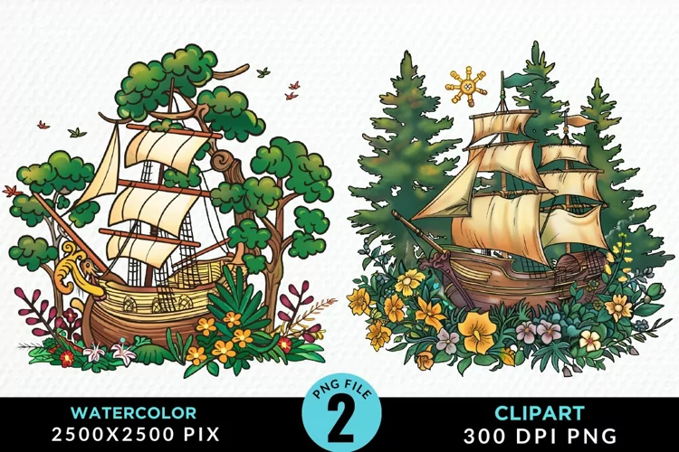 Watercolor Noah's Ark Artwork Clipart