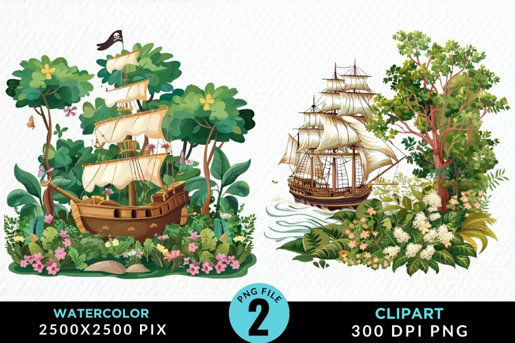 Watercolor Noah's Ark Graphic Clipart