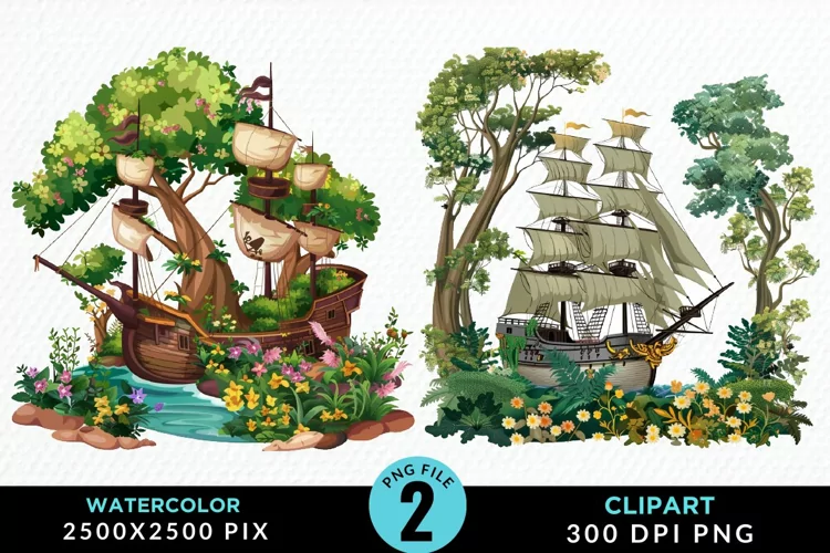 Watercolor Noah's Ark Graphic Clipart