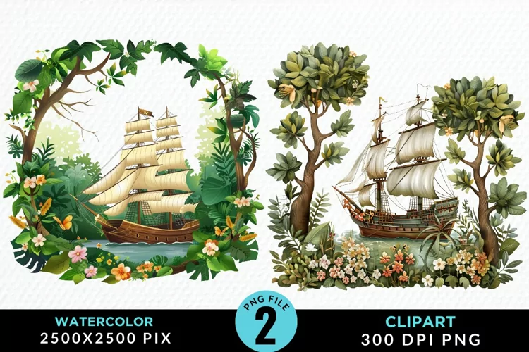 Watercolor Noah's Ark Artwork Clipart