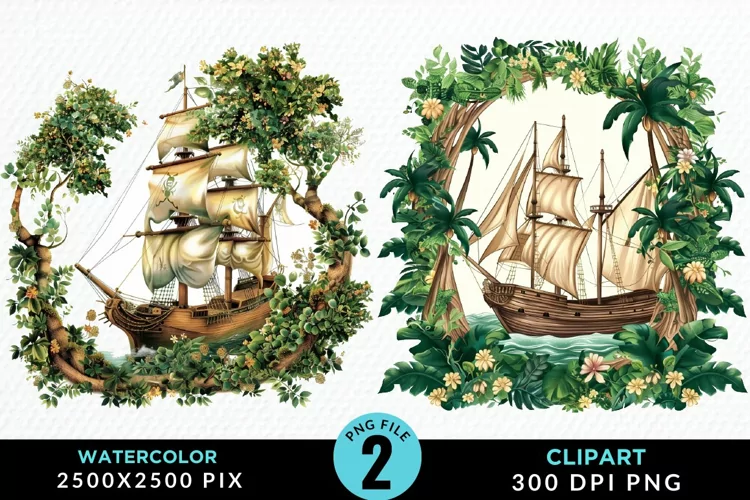 Watercolor Noah's Ark Graphic Clipart