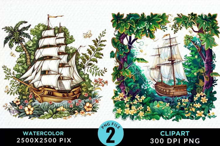 Watercolor Noah's Ark Graphic Clipart