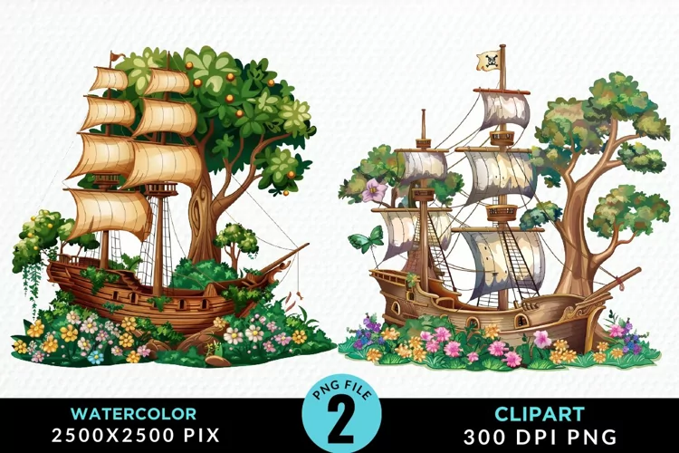 Watercolor Noah's Ark Graphic Clipart
