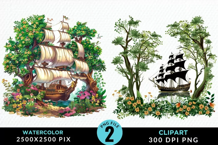 Watercolor Noah's Ark Graphic Clipart