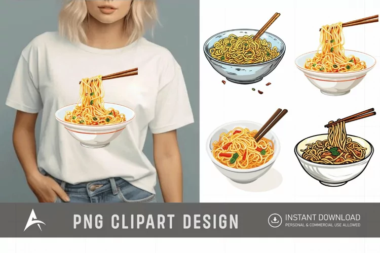 Watercolor Noodles Clipart