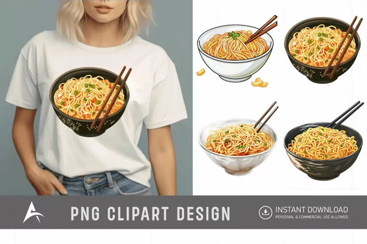 Watercolor Noodles Clipart