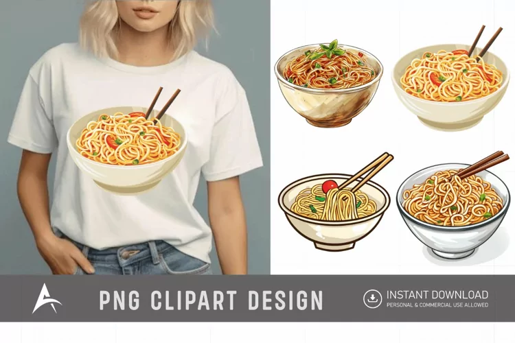 Watercolor Noodles Clipart