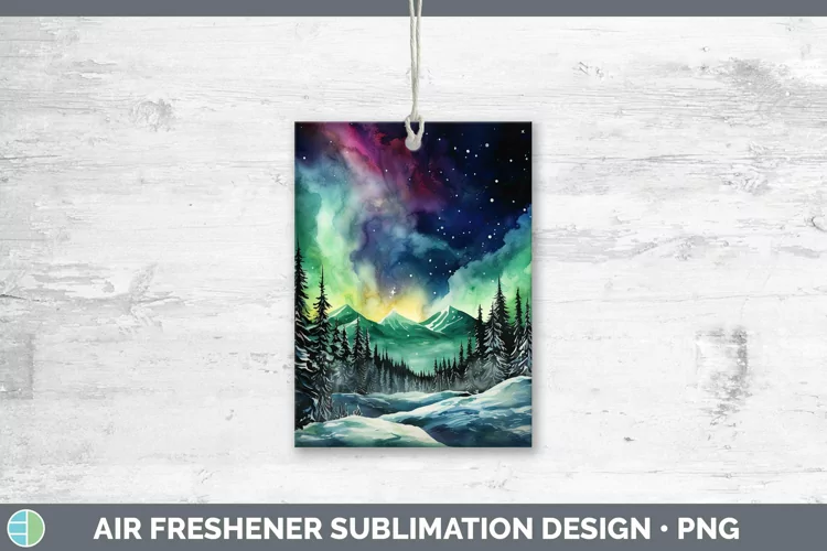 Watercolor Northern Lights Air Freshener Sublimation Car Fre