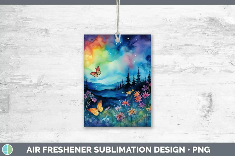 Watercolor Northern Lights Air Freshener Sublimation Car Fre