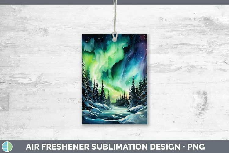 Watercolor Northern Lights Air Freshener Sublimation Car Fre