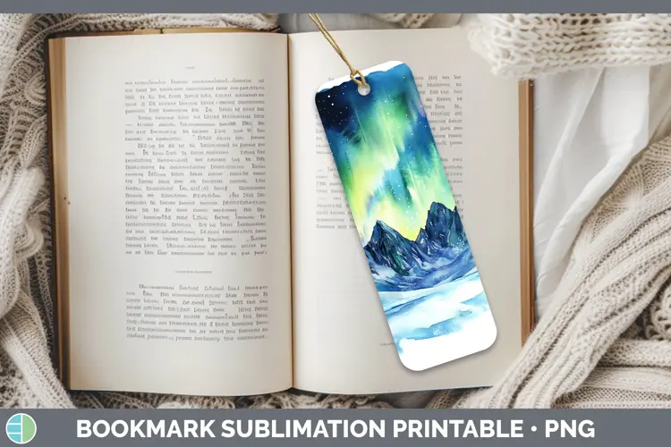 Watercolor Northern Lights Bookmark Sublimation Printable De