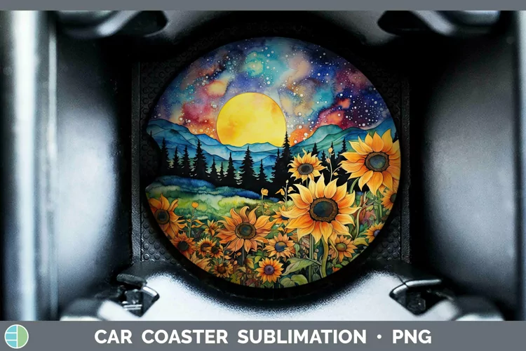 Watercolor Northern Lights Car Coaster Sublimation Coaster D