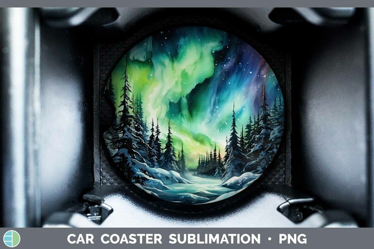 Watercolor Northern Lights Car Coaster Sublimation Coaster D