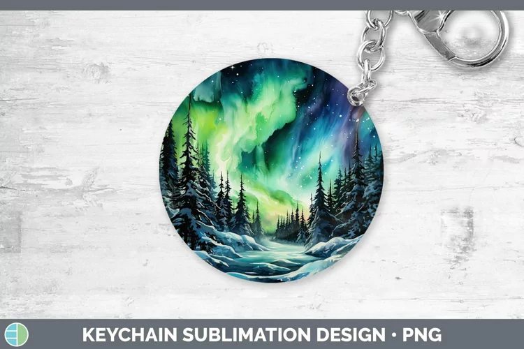 Watercolor Northern Lights Keychain Sublimation Keyring Desi