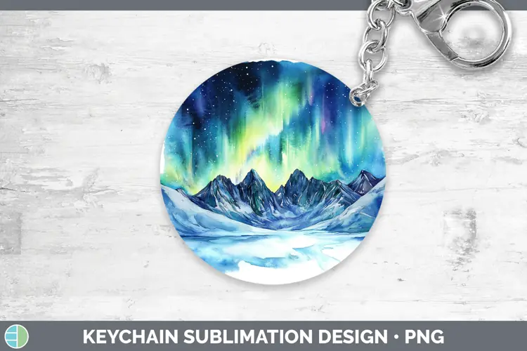 Watercolor Northern Lights Keychain Sublimation Keyring Desi