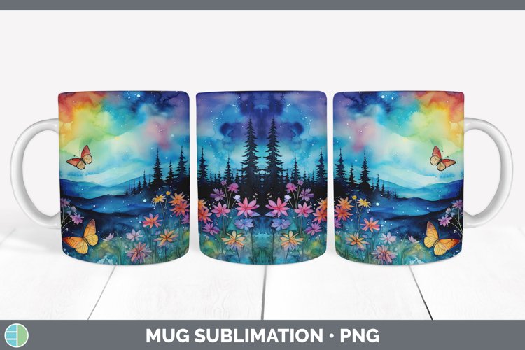 GorgeousWatercolor Mug Wrap design.