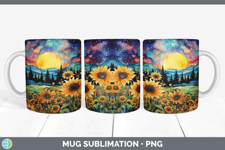 Watercolor Northern Lights Mug Wrap Sublimation Coffee Cup D
