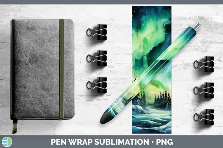 Watercolor Northern Lights Pen Wrap Sublimation Epoxy Pen De