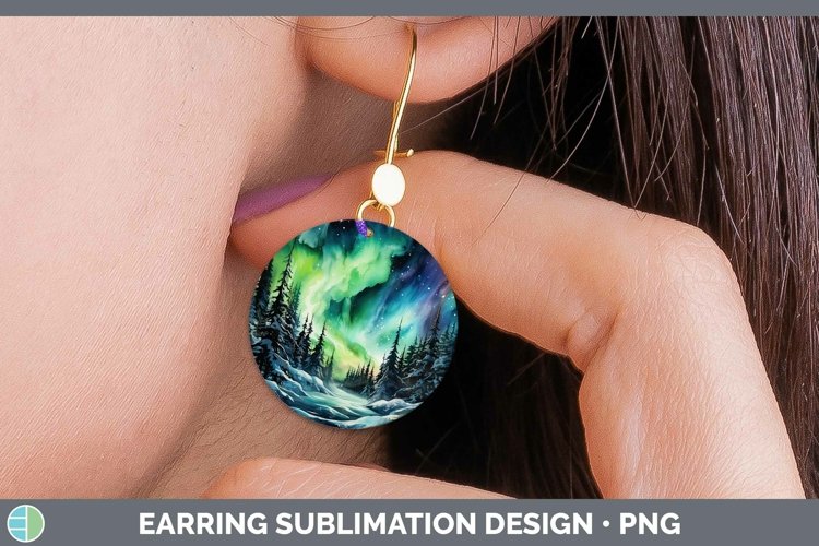 Watercolor Northern Lights Round Earrings Sublimation Earrin